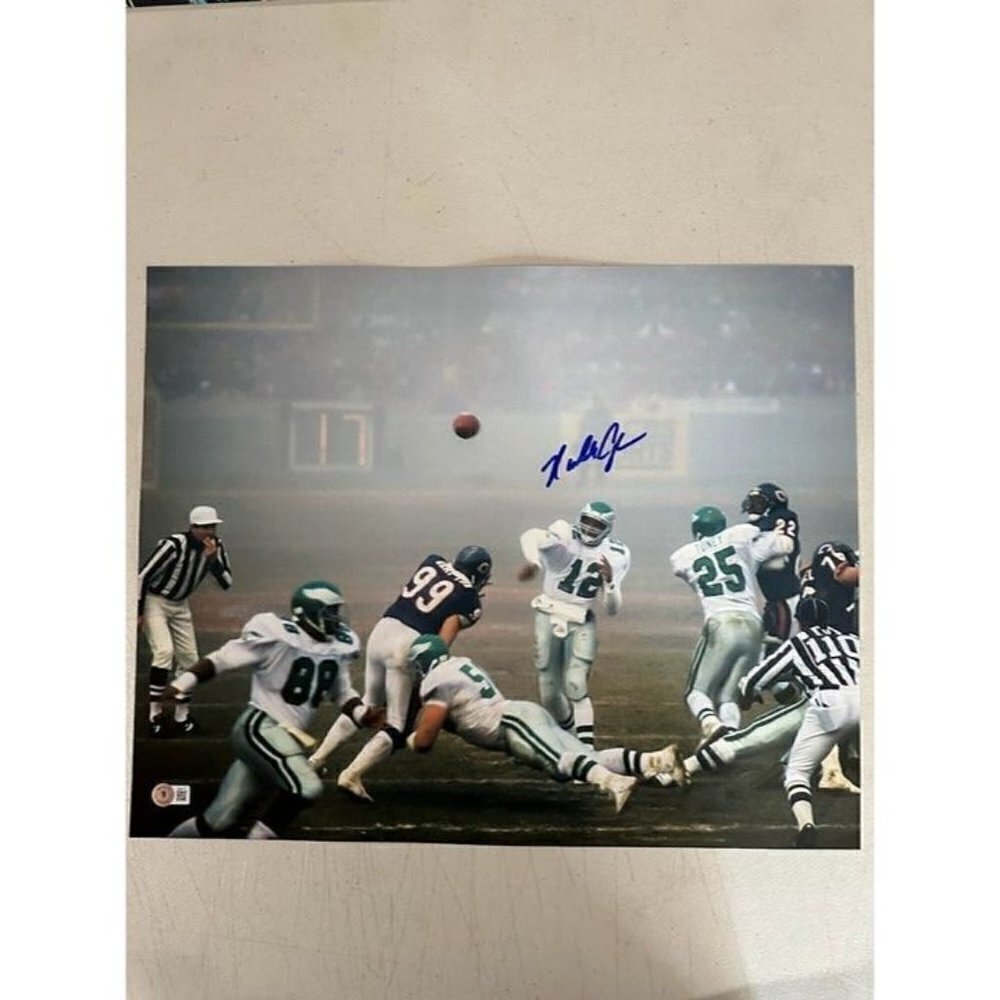 Randall Cunningham autograph signed Eagles Fog Bowl 16x20 photo Beckett
